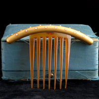 Late 19th Century French Pearl Studded Gold Comb