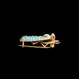 Victorian Turquoise & Garnet Gilt Silver Moth Brooch