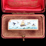 Victorian Ship & Swallows Enamel Homecoming Brooch