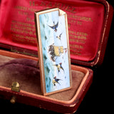 Victorian Ship & Swallows Enamel Homecoming Brooch