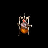 Victorian Multicolor Glass Beetle Brooch