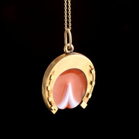 Victorian Carved Sardonyx Horseshoe Necklace