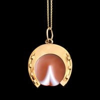 Victorian Carved Sardonyx Horseshoe Necklace