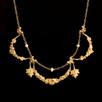 Late 19th Century French Ivy Leaves & Bows Festoon Necklace