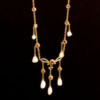 Edwardian Citrine & Pearl Fringe Necklace