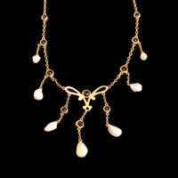 Edwardian Citrine & Pearl Fringe Necklace