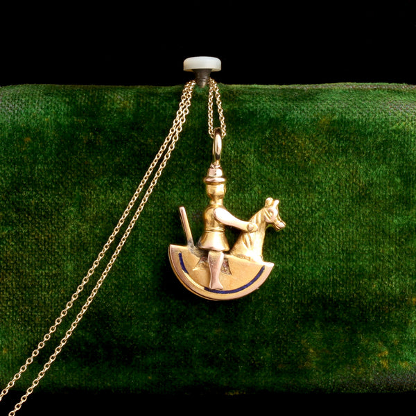 Victorian Rocking Horse & Rider Necklace