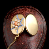 Victorian Coral, Pearl & Enamel Starburst Locket