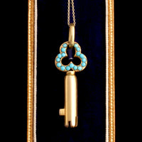 Victorian Turquoise Bramah Key Necklace