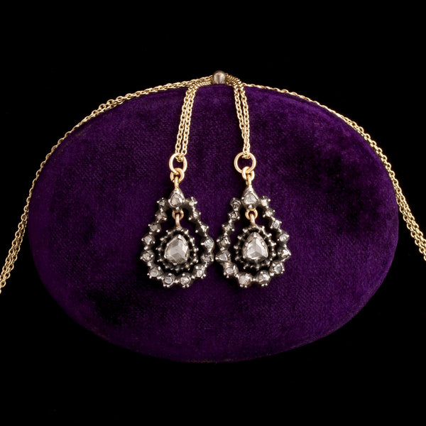 Early 19th Century French Lyre-Shaped Diamond Pendants