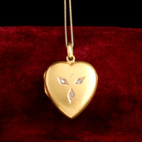 Victorian Diamond Clover Heart Locket