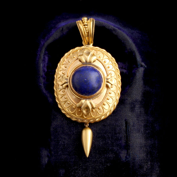 Victorian Etruscan Revival Lapis Locket