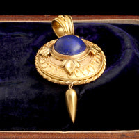 Victorian Etruscan Revival Lapis Locket