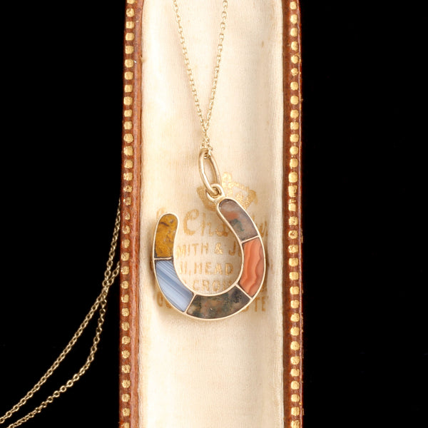 Victorian Multicolored Agate Horseshoe Necklace