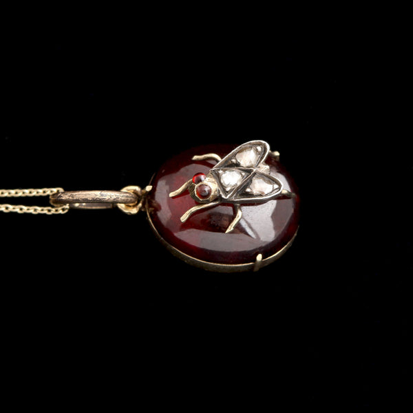 Victorian Housefly & Garnet Necklace