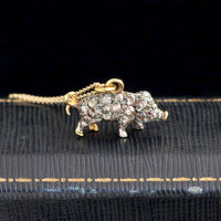 Victorian Diamond & Ruby Lucky Pig Necklace