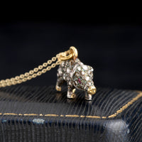 Victorian Diamond & Ruby Lucky Pig Necklace