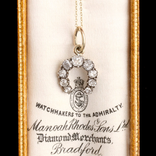 Victorian Old Cut Diamond Horseshoe Pendant