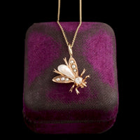 Victorian Diamond & Pearl Fly Pendant