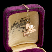 Victorian Diamond & Pearl Fly Pendant