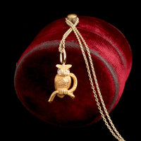 Victorian Diamond-Eyed Owl Pendant