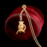 Victorian Diamond-Eyed Owl Pendant