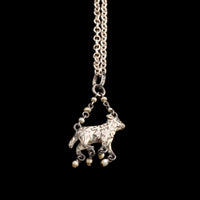 Late 19th Century Austrian Silver, Enamel & Pearl Lamb Pendant