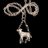 Late 19th Century Austrian Silver, Enamel & Pearl Lamb Pendant