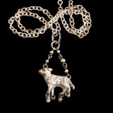 Late 19th Century Austrian Silver, Enamel & Pearl Lamb Pendant