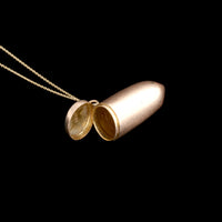 1920s Gold Bullet Locket Necklace