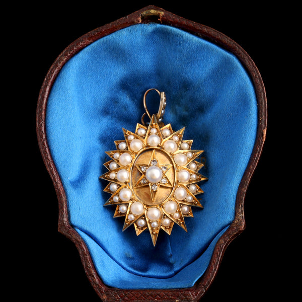 Victorian Pearl & Diamond North Star Locket