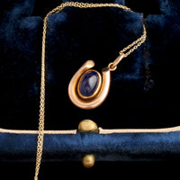 Edwardian Sapphire Cabochon Horseshoe Pendant