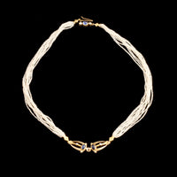 Early Deco Sapphire & Diamond Seed Pearl Strands Necklace