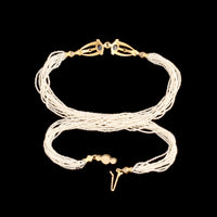 Early Deco Sapphire & Diamond Seed Pearl Strands Necklace