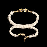Early Deco Sapphire & Diamond Seed Pearl Strands Necklace
