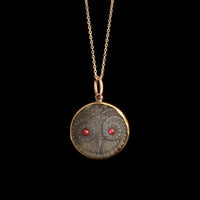 Victorian Labradorite & Garnet Owl Pendant