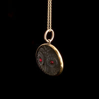 Victorian Labradorite & Garnet Owl Pendant