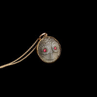 Victorian Labradorite & Garnet Owl Pendant