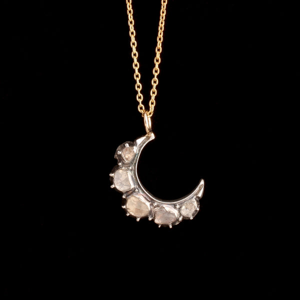 Georgian Rose Cut Diamond Crescent Necklaces