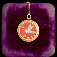 Victorian Grand Tour Pax Dove Micromosaic Medallion