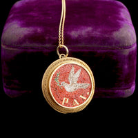 Victorian Grand Tour Pax Dove Micromosaic Medallion