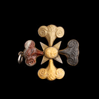 Grand Tour Lava & Agate Cameo Maltese Cross Pendant