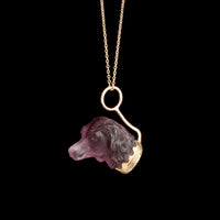 Victorian "Amethyst" Glass Spaniel Necklace