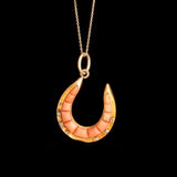 Victorian Calibré Cut Coral & Diamond Horseshoe Necklace