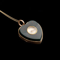 Victorian Bloodstone Heart Compass Locket