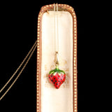 Retro Italian Enamel Strawberry Necklace