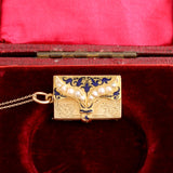 Early Victorian Pearl & Enamel Book-Shaped Vinaigrette