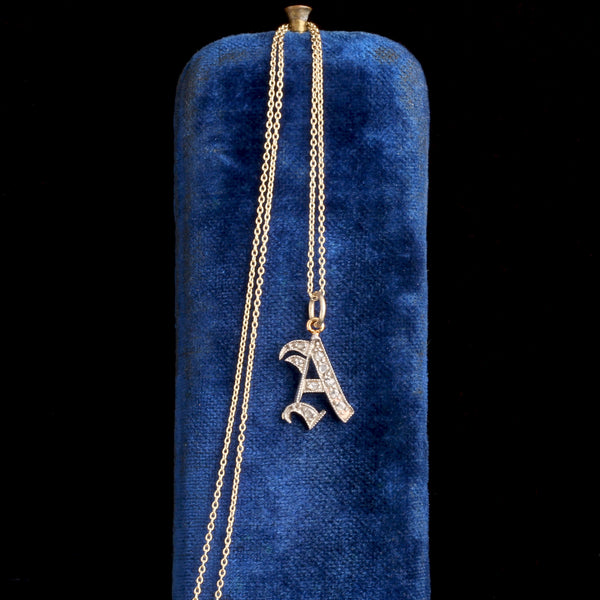 Victorian Rose Cut Diamond "A" Pendant