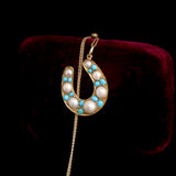 Victorian Turquoise & Pearl Horseshoe Necklace