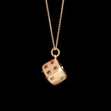 Retro Garnet, Turquoise & Pearl Dice Necklace